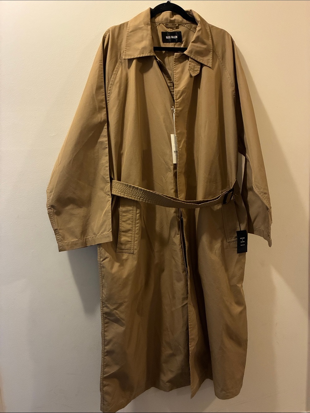 Buck Mason NWT women’s xxl Tan Trench Coat with Belt - cotton blend